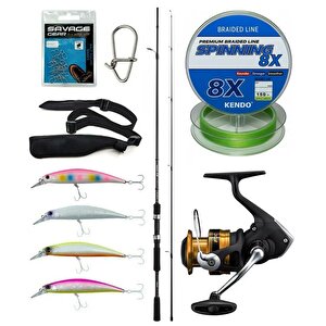 Yek Outdoor Spin Olta Seti Shimano Kamış Fx Xt Spinning Moderate Fast 2,10m 14-40g 2pc&shimano Makina Fx 4000 Fc
