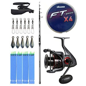 Yek Outdoor Hazır Olta Seti Okuma Alaris Light Tele Surf 420cm 100-250gr Surf Kamışı &okuma Ceymar C-8000a 7+1bb Olta Makinesi