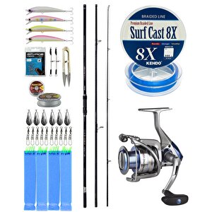 Yekoutdoor Profesyonel Olta Seti Okuma Ceymar Surf 4,30 M 100-250 Gr 3 Parça Surf Kamışı&okuma Safina Pro 8000 Olta Makinesi