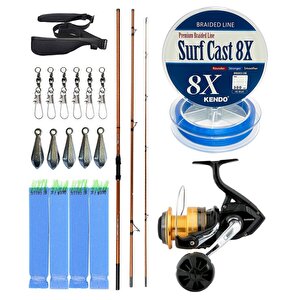 Yekoutdoor Profesyonel Olta Seti Okuma Trio Rex Surf 420cm 120-250 Gr 3 Parça Surf Kamışı&shimano Makina Socorro 6000 Sw