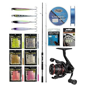 Yekoutdoor Fireworm Lrf Seti Shimano Kamış Fx Xt Spinning Moderate Fast 2,10m 1-11g 2pc&okuma Ceymar Hd Chd-2500a 7+1bb Olta Makin