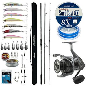 Yekoutdoor Yüksek Performans Okuma Olta Seti Okuma Alijos Surf 435 Cm 100+250 Gr 3 Parça&okuma Tomcat 8000 Olta Makinesi