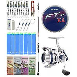 Yek Outdoor Tekne Olta Seti Shimano Kamış Vengeance Ax Boat Tele 1,80m 150g 3pc&okuma Aria-5000a Olta Makinesi