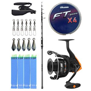 Yek Outdoor Hazır Olta Seti Okuma Alaris Light Tele Surf 420cm 100-250gr Surf Kamışı &okuma Jaw-55 3+1bb Olta Makinesi