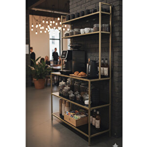 Vertex Gold Metal Çay / Kahve Standı | Endüstriyel Çay Kahve Servis Ünitesi