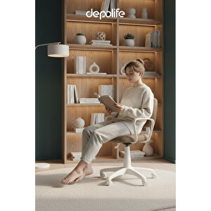 Kahverengi Tedy Ev Ofis Sekreter Personel Çalışma Sandalyesi Beyaz Büro Personel Çalışma Koltuğu