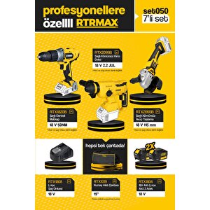 Rtrmax Set050 : Rtx2095b Kömürsüz Akülü Kirici Deli̇ci̇+rtx2055b Kömürsüz Akülü Avuç Taşmama+rtx1820 Akülü Darbeli̇ Matkap