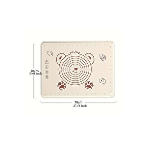 Profesyonel Krem Rengi Silikon Hamur Açma Matı 50x70 Cm