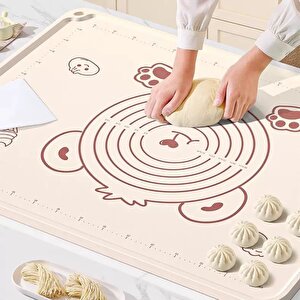 Profesyonel Krem Rengi Silikon Hamur Açma Matı 50x70 Cm