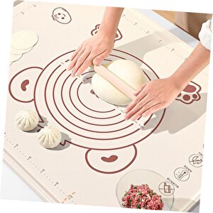 Profesyonel Krem Rengi Silikon Hamur Açma Matı 50x70 Cm