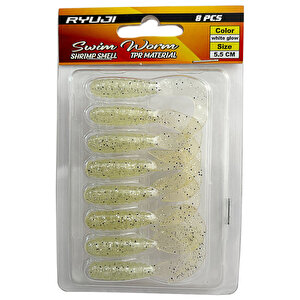Swim Worm 5.5cm 8 Adet Lrf Silikon Yem White Glow