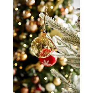 Yılbaşı Topu Sarı Desenli 6cm