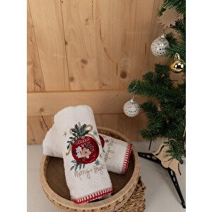 Pamuklu 2'li 50x70 Cm Premium Nakışlı Hediyelik Havlu Seti Baveno Desen003