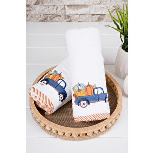 %100 Pamuk İkili 50x70 Cm Yılbaşı Nakışlı Havlu & Havlu Seti Desen022