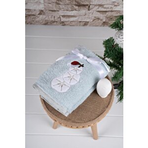 %100 Pamuk İkili 50x70 Cm Yılbaşı Nakışlı Havlu & Havlu Seti Desen022