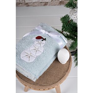 %100 Pamuk İkili 50x70 Cm Yılbaşı Nakışlı Havlu & Havlu Seti Desen022