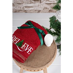 %100 Pamuk İkili 50x70 Cm Yılbaşı Nakışlı Havlu & Havlu Seti Desen022