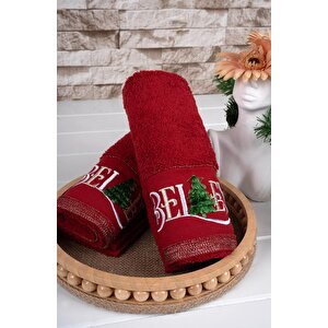 %100 Pamuk İkili 50x70 Cm Yılbaşı Nakışlı Havlu & Havlu Seti Desen022