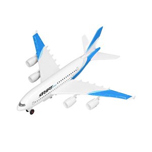 s Çek Bırak Metal Yolcu Uçağı Işıklı Sesli Mavi A3806a