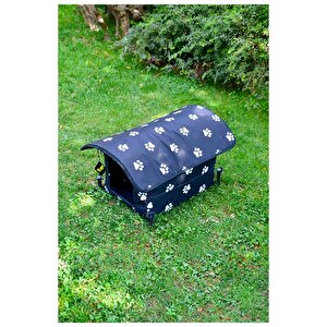 Yuga Pati Desenli Siyah Kedi Evi Isı Ve Yağmur Korumalı