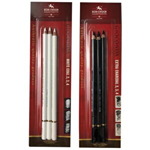 Kohi Noor Gioconda White Coal Ve Extra Charcoal Kömür Füzen Kalem 2li Set