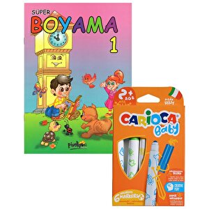 Jumbo Yıkanabilir Keçeli Kalem 6 Renk Ve Boyama Kitabı Set