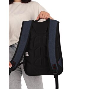 Temel My Polo Sırt Çantası Kırmızı Beyaz Çizgili Lacivert 8860