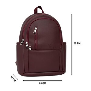 Yuga Suni Deri Dört Gözlü Sırt Çantası Bordo