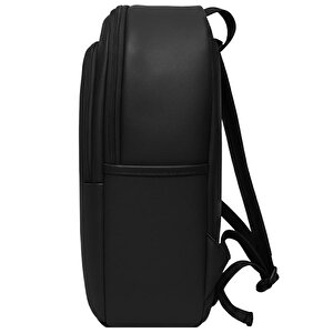 Suni Deri Dört Gözlü Sırt Çantası Siyah