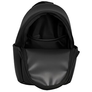 Yuga Suni Deri Dört Gözlü Sırt Çantası Siyah