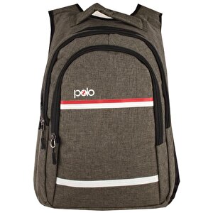 My Polo Sırt Çantası Kırmızı Beyaz Çizgili Haki 8860