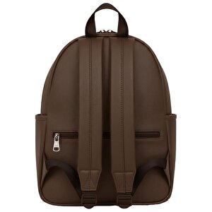 Suni Deri Dört Gözlü Sırt Çantası Kahverengi