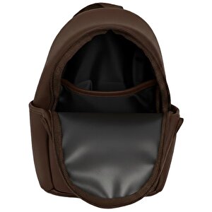 Yuga Suni Deri Dört Gözlü Sırt Çantası Kahverengi