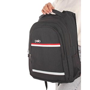 My Polo Sırt Çantası Kırmızı Beyaz Çizgili Füme 8860