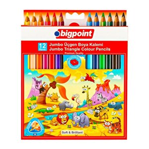 Jumbo Üçgen Kuru Boya Kalemi 12 Renk