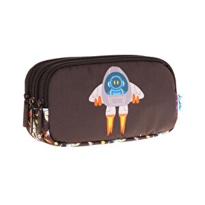 Kaukko Kids 3 Bölmeli Kalem Çantası Leather Rocket L8264