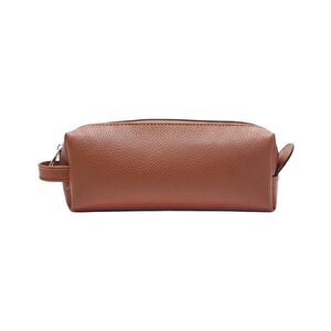 Tek Gözlü Suni Deri Kalem Çantası Taba