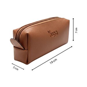 Yuga Tek Gözlü Suni Deri Kalem Çantası Taba