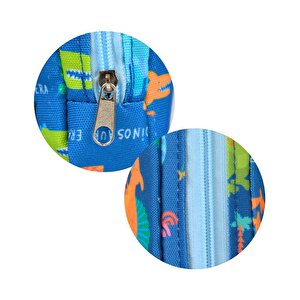 Dinozor Desenli Lacivert Tek Gözlü Kalem Çantası