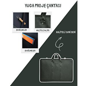 Yuga Suni Deri Lüks Proje Ve Resim Çantası Yeşil