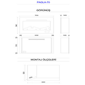 Zaya Pagla 70 - Isıtmalı Elektrikli Şömine