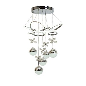 Av-7014-6160-8k-5tk Krom Kaplama Modern Avize Led Alüminyum Silikon 55x55 Cm