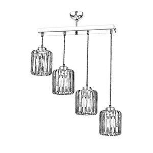 Av-65230-4ky Krom Kaplama Modern Avize E27 Metal Kristal 64x15 Cm