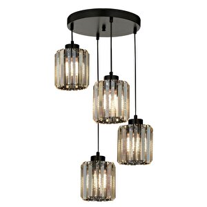 Av-7013-383-4y-bsy Siyah Boya Modern Avize E27 Metal Kristal 30 Cm