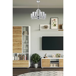 Av-7013-395-5k Krom Kaplama Modern Avize E27 Metal Cam 50 Cm