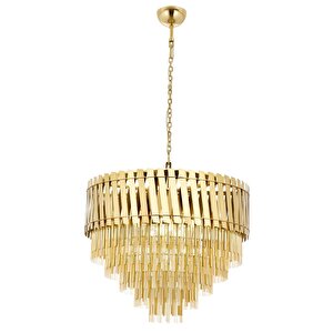 Av-1865-s80 Sarı Kaplama Modern Avize E27 Metal Paslanmaz 80 Cm