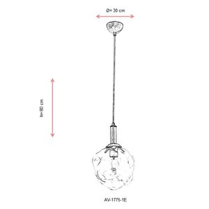 Avonni Av-1775-1e Eskitme Kaplama Modern Avize E27 Metal Cam 30 Cm