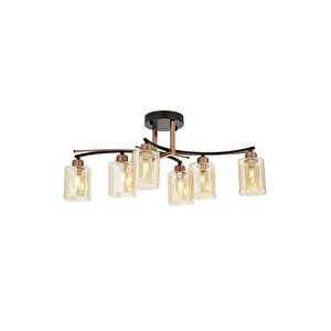 Ar-1867-6bsy Siyah Boya Modern Avize E27 Metal Cam 32 Cm