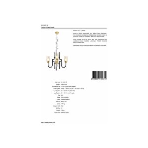 Av-4163-3e Eskitme Kaplama Modern Avize E27 Metal Cam 62 Cm