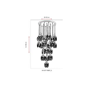 Av-4317-19bsy Siyah Boya Modern Avize E27 Metal 50 Cm